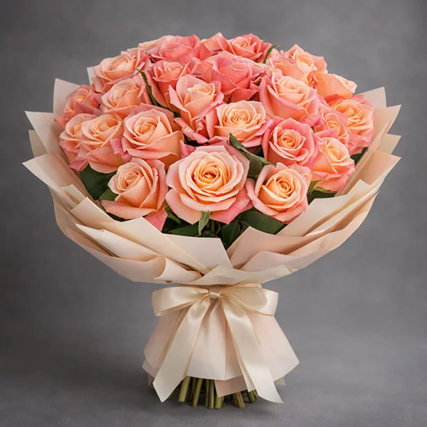 Букет персиковых роз - Мисс Пигги